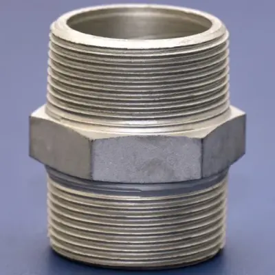 BS EN 10241 Galvanised Mild steel equal hexagon nipple, male BSP threaded