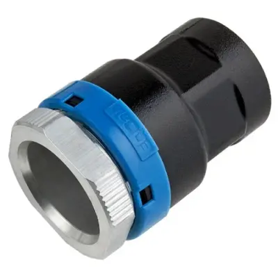 EQOair aluminium push fit x BSP threaded female straight adapter for compressed air. NBR seal, SS304 clamp rings and PN16 rated.