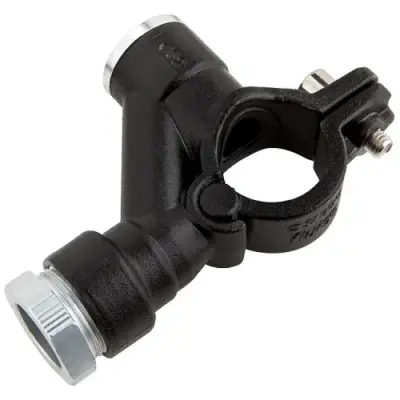 EQOair aluminium push fit branch drop with SS304 clamp ring and NBR seal. PN40 rated for compressed air