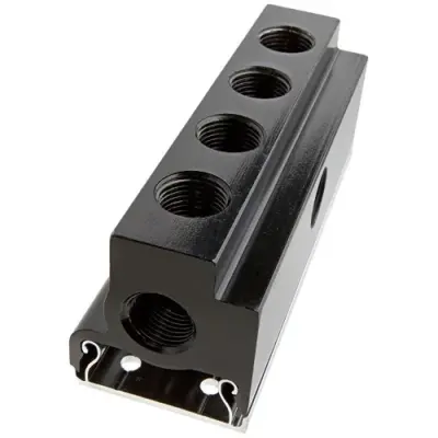 EQOair wall manifold with female BSP threaded outlets and PN70 pressure rating.