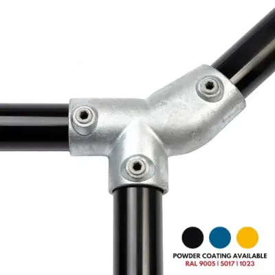 FastClamp C042 Galvanised level to sloping up tee for handrails.