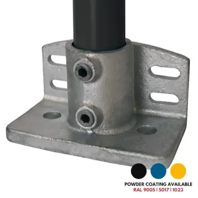 FastClamp C18 Galvanised base flange with toeboard for handrails.