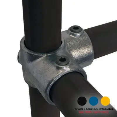 FastClamp C21 Galvanised 90 degree corner elbow with through tube for handrails.