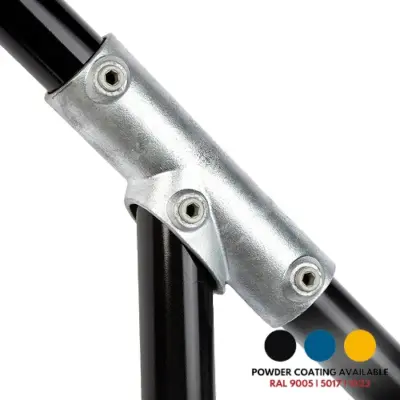 FastClamp C245 Galvanised three socket tee for handrails.