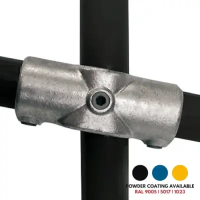 FastClamp C54 Galvanised 0 - 11 degree sloping 2 socket cross for handrails.