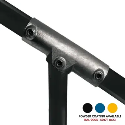 FastClamp C57 Galvanised 11 - 30 degree adjustable 3 socket tee for handrails.