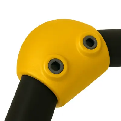 A RAL1023 Traffic Yellow powder coated FastClamp handrail fitting