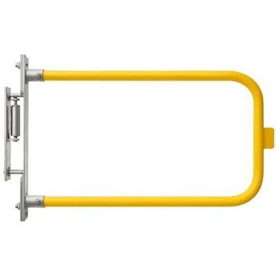 FastClamp yellow powder coated self closing safety gate.