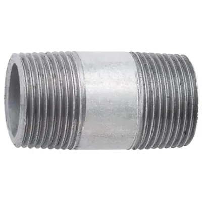 BS EN 10241 Heavy tubular galvanised mild steel barrel nipple. Male BSP threaded.