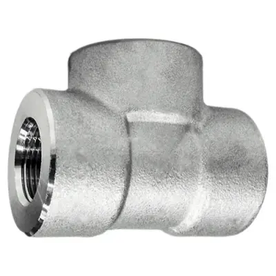 Galvanised forged carbon steel branch reducing tee, BSPT or NPT male threads. 3000lb rated, conforms to ASME B16.11 and BS 3799