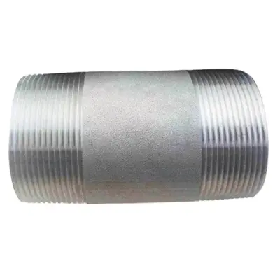 Galvanised forged carbon steel Sch80 barrel nipple, BSPT or NPT male threads. 3000lb rated, conforms to ASME B16.11 and BS 3799