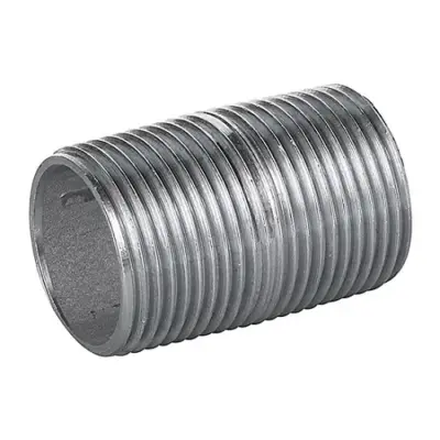 BS EN 10241 Heavy tubular galvanised mild steel close taper nipple. Male BSP threaded.