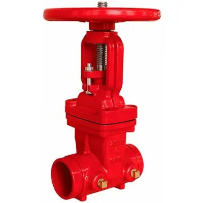Genebre Art2100 Ductile iron gate valve with grooved ends. Handwheel operated with EPDM coated wedge and PN20 pressure rating.