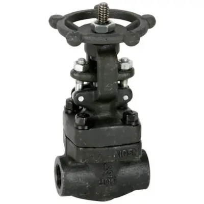 Genebre Art2232 Forged carbon steel gate valve with NPT taper threaded ends. PN140 rated, sizes 1/2" - 2" NB. Handwheel operated.