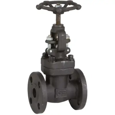 Genebre Art2233A Forged ASTM A105N carbon steel globe valve with ANSI-150 flanged ends. Handwheel operated, 19 bar pressure rated.