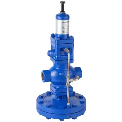 Genebre Art2274 Cast carbon steel pilot operated pressure reducing valve with female BSPP threads. PN25 rated, stainless steel internals.