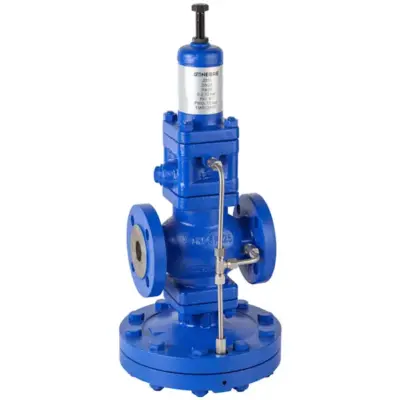 Genebre Art2275 Cast carbon steel pilot operated pressure reducing valve with PN25 flanged ends. 25 bar rated, stainless steel internals.