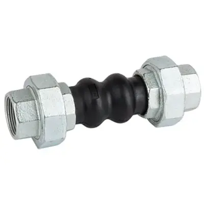 Genebre Art2830 Carbon steel x EPDM rubber expansion joint with BSP female threaded and union ends. PN10 rated.
