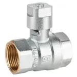 Genebre Art3084 Full bore square handle brass ball valve with PN25 rating and female BSPP parallel threads. Chrome plated body, PTFE ball seats.