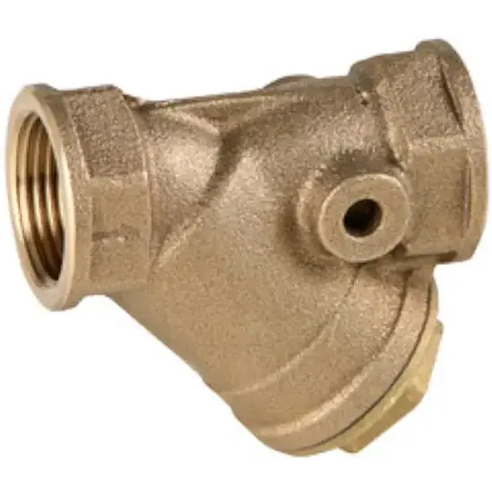 Genebre Art3304 Bronze Y Strainer with female BSPP threaded ends, brass cap, fibre body gasket, stainless steel 304 screen and PN16 rating.