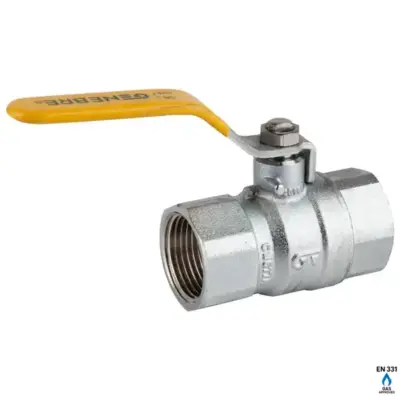 Genebre Art3500 Full bore brass ball valve for gas with PN5 pressure rating, female BSPT threads and PTFE ball seats. BS EN 331 approved.