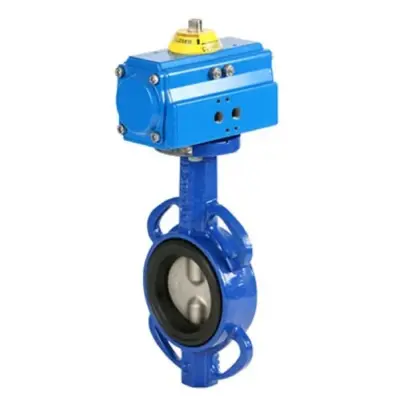 Genebre Art5119 Cast iron wafer butterfly valve with GNP pneumatic actuator.
