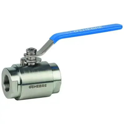 Genebre Art2007N Carbon steel full bore high pressure ball valve, NPT taper threaded, PEEK ball seat and PN255 rated.