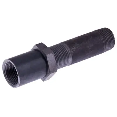 BS EN 10241 Heavy tubular black mild steel longscrew. Male BSP threaded.