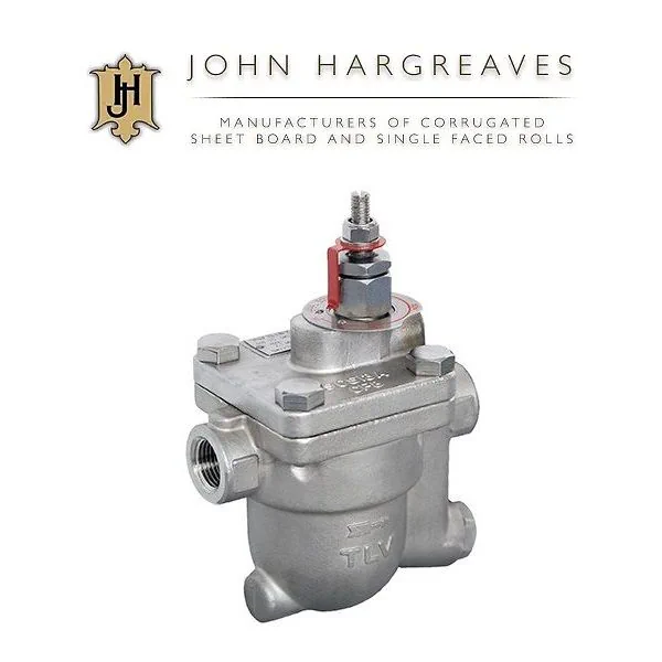 The John Hargreaves logo along with one of our TLV J3SX steam traps fitted with a lock release valve