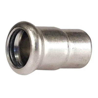 M-Press Stainless steel 316 steam M-profile press fit end cap. PN7 Rated, FEPM Aflas Seal.