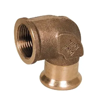 M-Press copper M-profile press fit x BSP female threaded 90 degree elbow. EPDM Seal, PN16 rated, WRAS Approved.