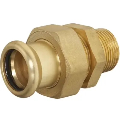 M-Press copper M-profile press fit x BSP male threaded union adapter. EPDM Seal, PN16 rated, WRAS Approved.
