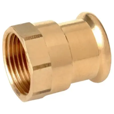 M-Press copper steam M-profile press fit x BSP female threaded straight adapter. PN7 Rated, FEPM Aflas seals.