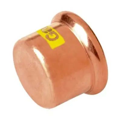 M-Press copper gas M-profile press fit end cap. PN5 rated, HNBR seals and DVGW approved.