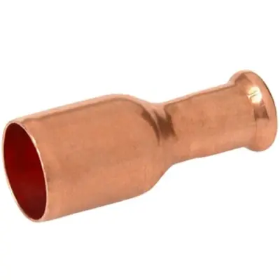 M-Press copper industry M-profile press fit x plain OD straight reducer. PN16 rated, FKM seal.
