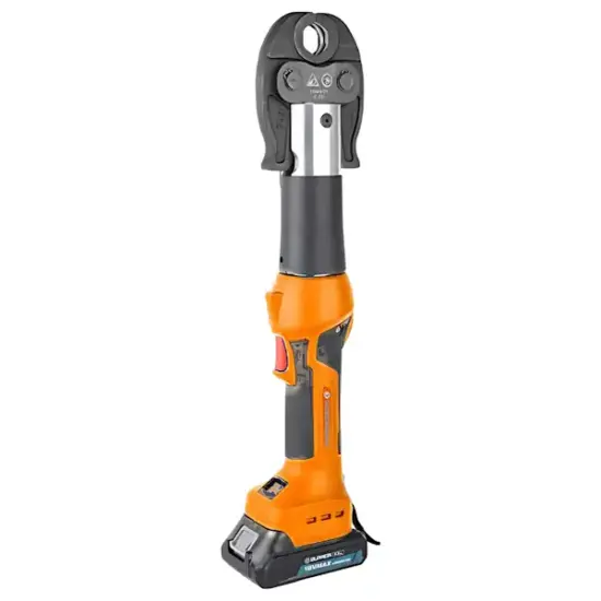 M-Press MP1528 Pressing machine set with 15mm - 28mm M-profile jaws, x2 lithium batteries and charger. 19kN hydraulic machine, up to 35mm pipe.