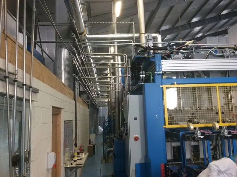 An installation using M-Press stainless steel press fittings and pipework.