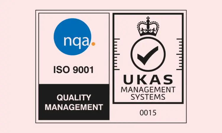 NQA ISO 9001:2015 Quality management system accreditation logo.