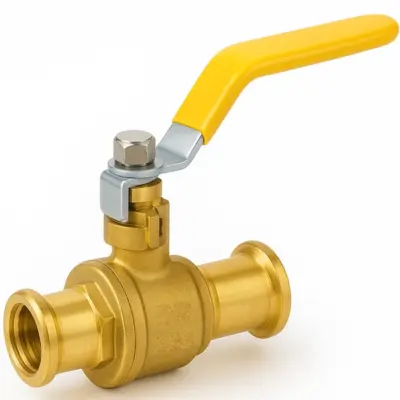 M-Press M profile press fit 2-piece brass ball valve with HNBR seals and PN5 rating for gas