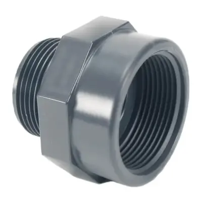 RE21 ABS Plastic male x female straight reducing coupling, conforms to BS 5392-1. BSP Threaded ends, PN10 pressure rated.