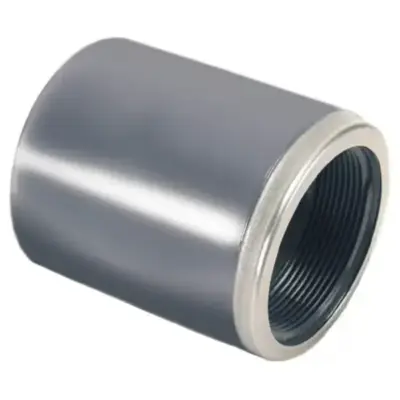 S018 ABS Plastic plain/threaded socket with stainless steel 304 reinforcing ring. Female BSPP threaded, PN10 rated. BS 5392-1