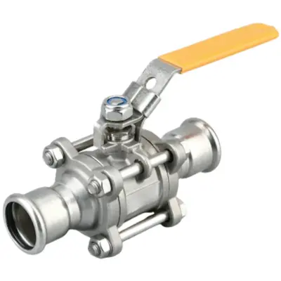 M-Press M profile press fit 3-piece stainless steel ball valve with EPDM seals, locking lever and PN16 rating