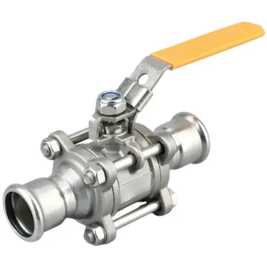 stainless-steel-3-piece-ball-valve-press-fit-epdm-pn16 M-Press M profile press fit 3-piece stainless steel ball valve with EPDM seals, locking lever and PN16 rating