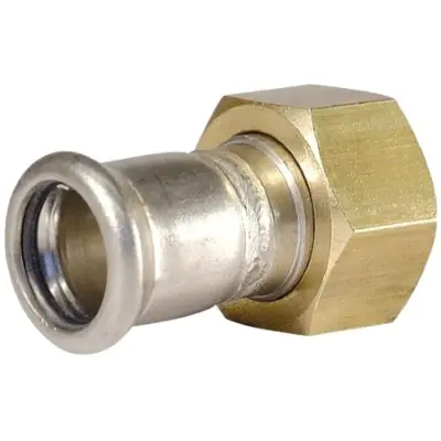 M-Press stainless steel 316 M-profile press fit x BSP female threaded tap connector. EPDM Seal, PN16 Rated, WRAS Approved.