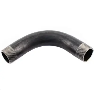 BS EN 10241 Heavy tubular black mild steel 90 degree bend. Male BSP threaded, not socketed