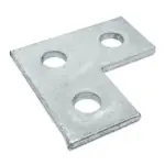 Unistrut P1036 Galvanised mild steel flat plate L shape 3 hole channel bracket with M12 bolt holes