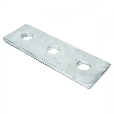 Unistrut P1066 Galvanised mild steel flat plate 3 hole channel bracket with M12 bolt holes