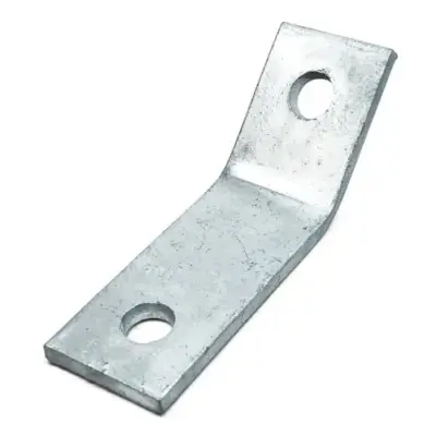 Unistrut P15546 Galvanised mild steel flat plate 45 degree 2 hole channel bracket with M12 bolt holes