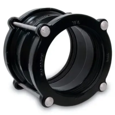 Viking Johnson MaxiFit ductile iron wide tolerance pipe coupling, EPDM seals.