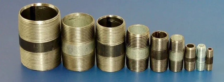 Black tubular mild steel (previously wrought iron) barrel nipples to BS EN 10241:2000